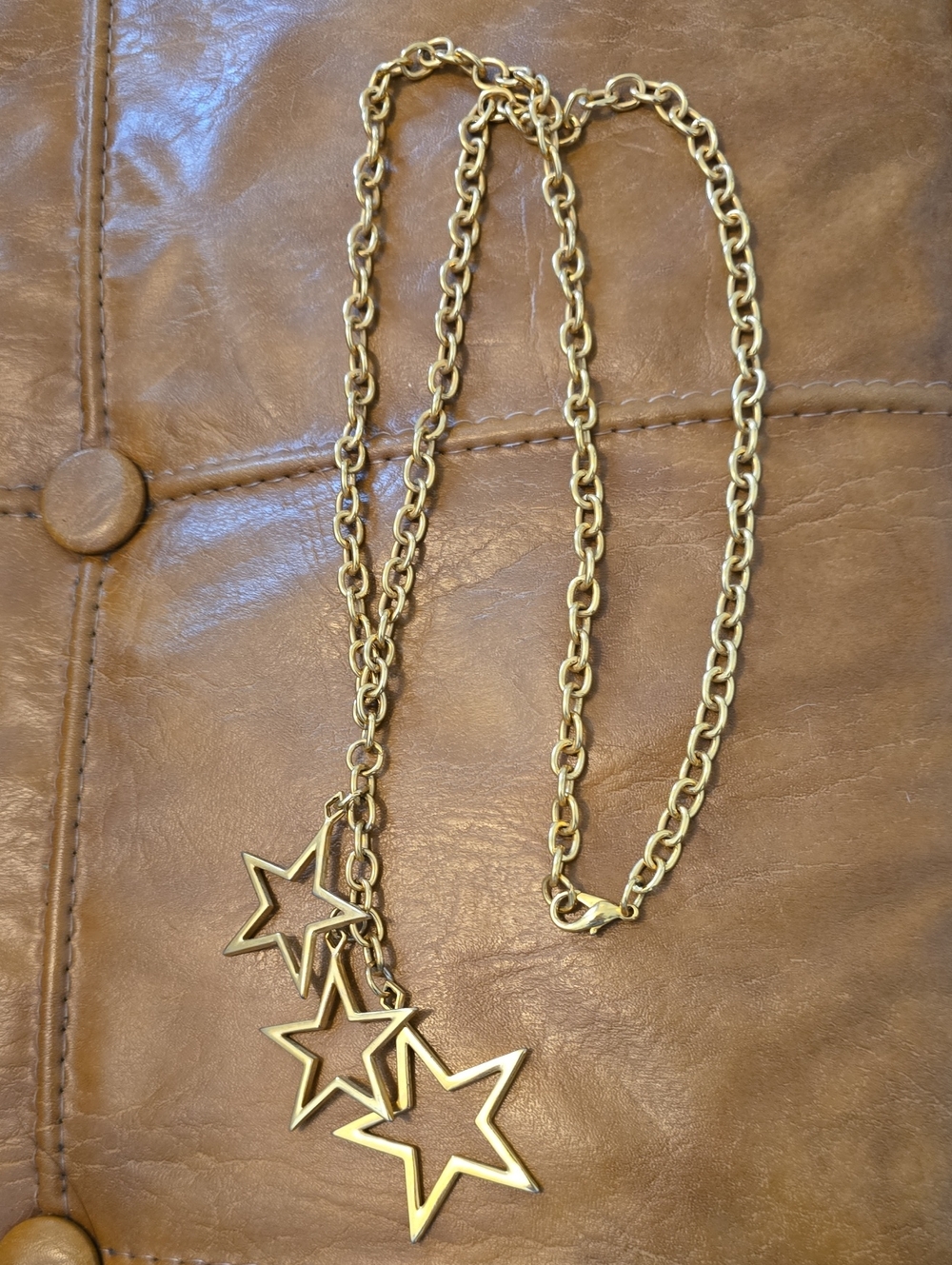 Gold Star Pendant Chain Necklace (H)